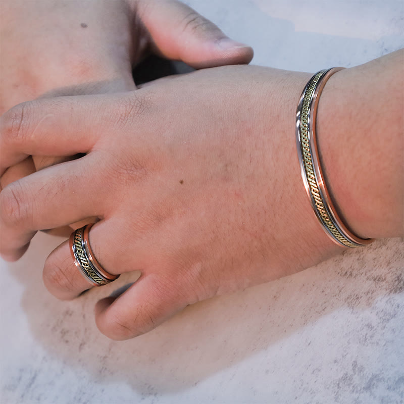 KarmaRipple's Magnetic Bronze Balance Adjustable Cuff Bracelet Bangle Ring p8