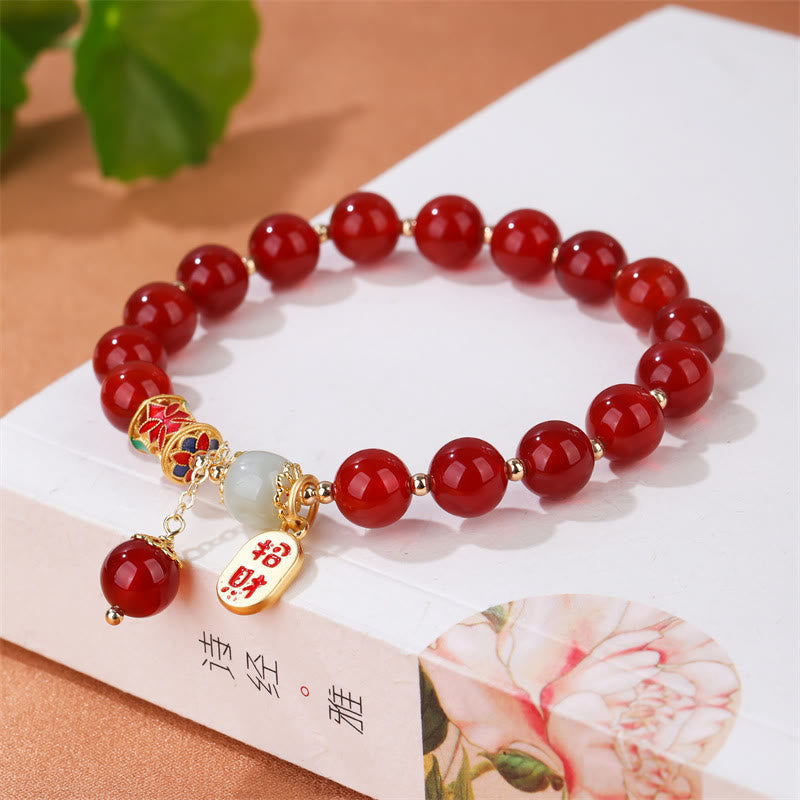 KarmaRipple's Authentic Red Agate Jade Confidence Fortune Blessing Talisman Bracelet p5
