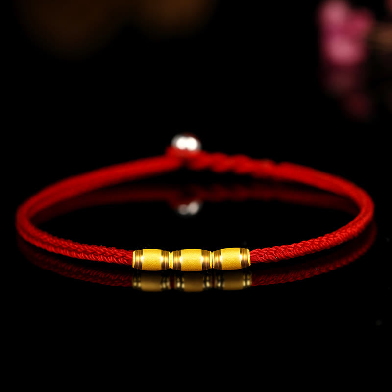 KarmaRipple's 999 Gold Fortunate Bead Eight Thread Peace Weave Red Rope Bracelet p31