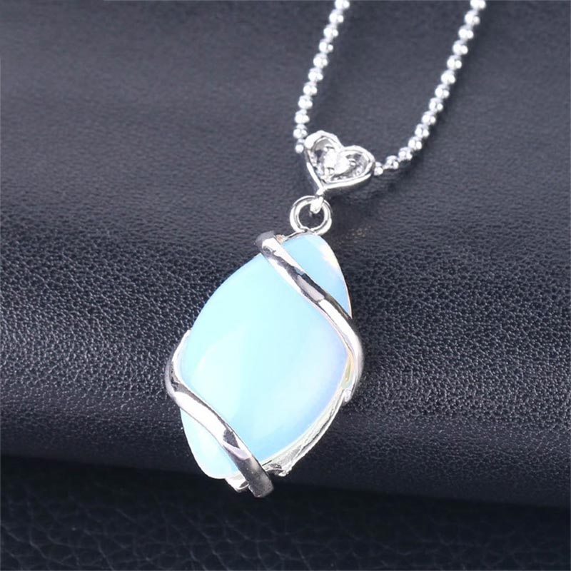 KarmaRipple's Marquise Pattern Authentic Gemstone Stone Talisman Pendant Necklace p39
