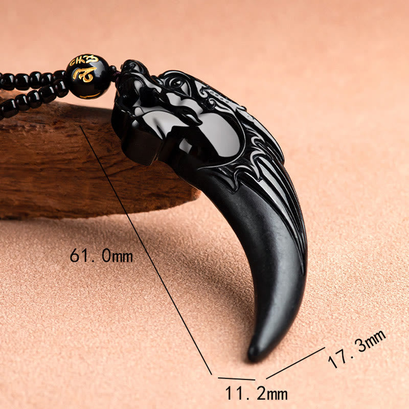 KarmaRipple's Authentic Black Jade Chinese Zodiac Dragon Tooth Pattern Protection Pendant Necklace p8