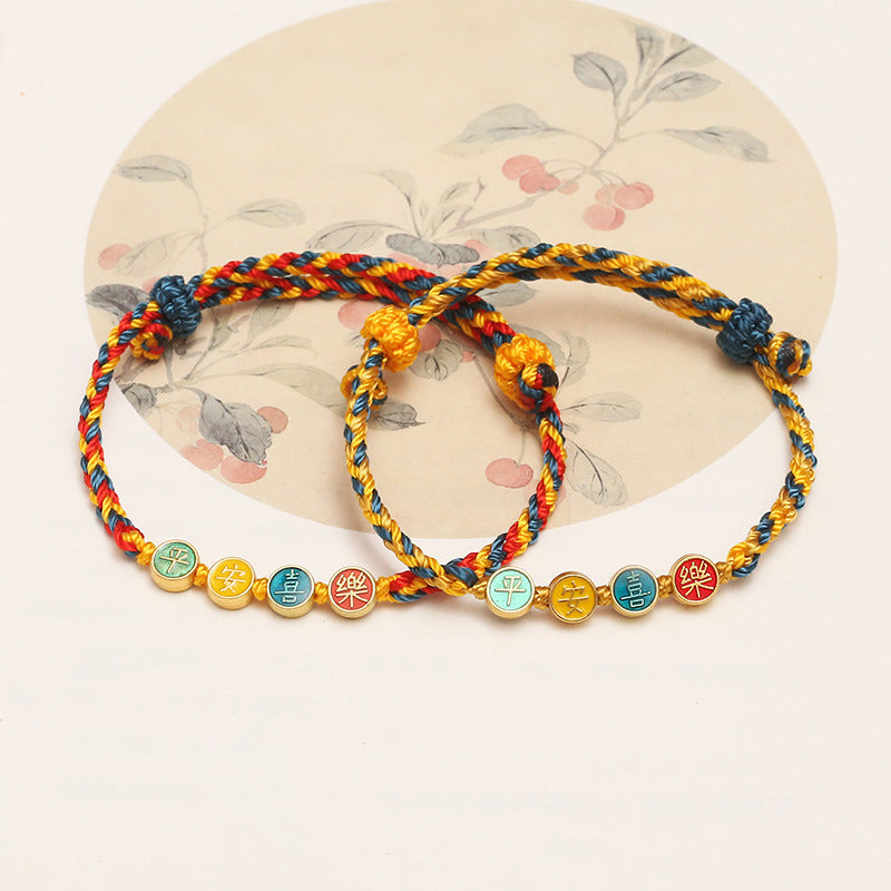 KarmaRipple's Handmade Dunhuang Color Thread Peace And Joy Protection Braid String Bracelet p11