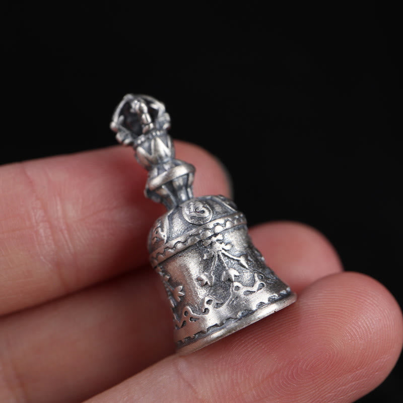KarmaRipple's Tibet 925 Sterling Silver Om Mani Padme Hum Dorje Bell Vajra Engraved Enlightenment Necklace Hanging Decoration p17