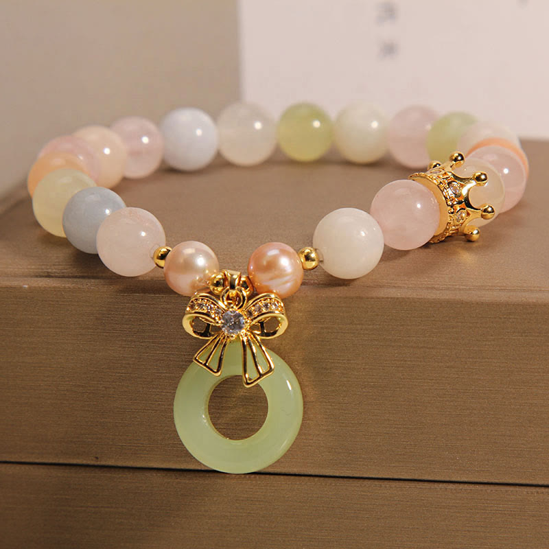 KarmaRipple's Morganite Peace Buckle Jade Confidence Bracelet p2