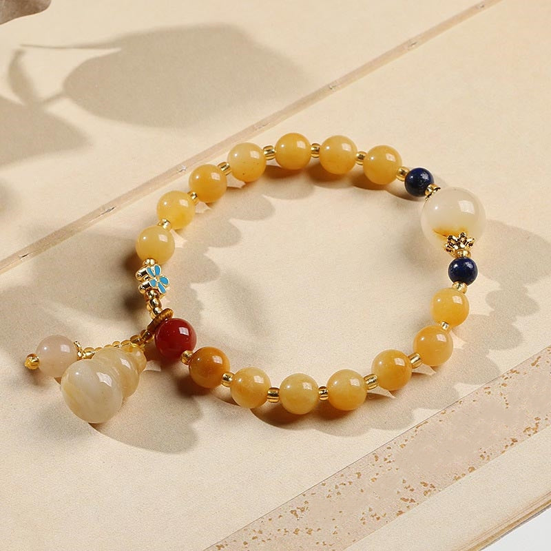 KarmaRipple's Authentic Golden Silk Jade Gourd Talisman Wealth Fortune Bracelet p3