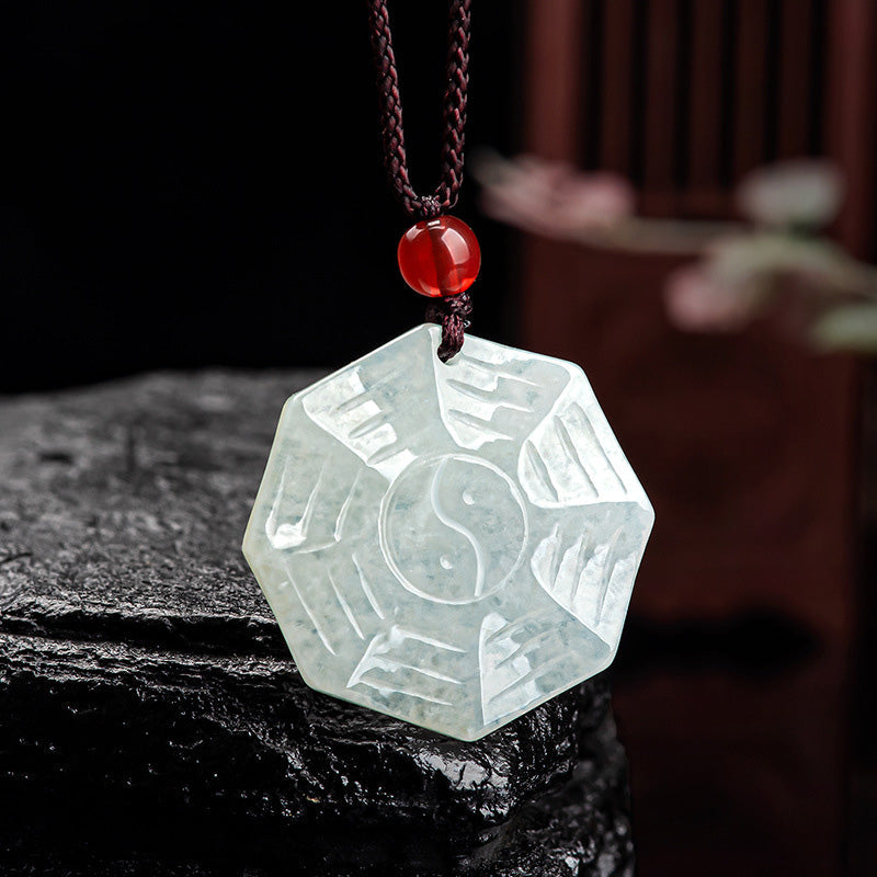 KarmaRipple's Authentic Jade Bagua Yin Yang Fortune Pendant Necklace p1
