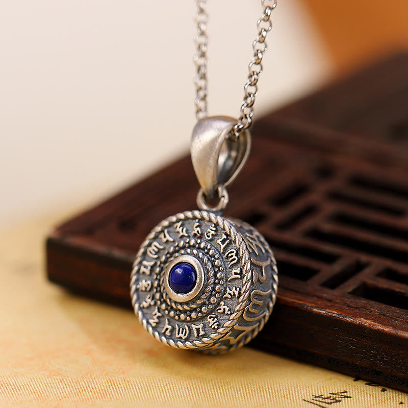 KarmaRipple's 925 Sterling Silver Om Mani Padme Hum Lazurite Love Peace Pendant Necklace p3