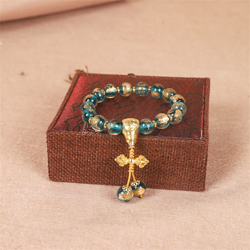 KarmaRipple's Tibetan Gold Swallowing Beast Family Dorje Vajra Strength Bead Bracelet p7