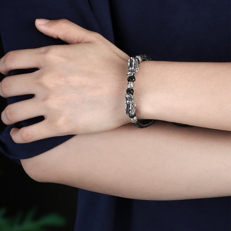 KarmaRipple's 999 Sterling Silver Double Dragon Fortune Handmade Woven Bracelet p6