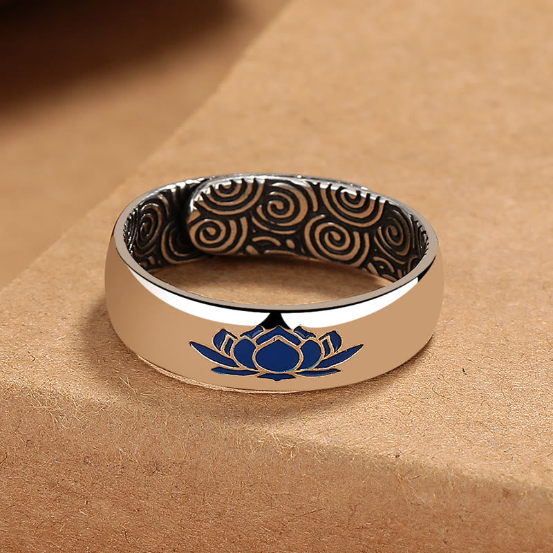 KarmaRipple's Tibetan Blue Lotus Auspicious Clouds Bronze Enlightenment Ring p2