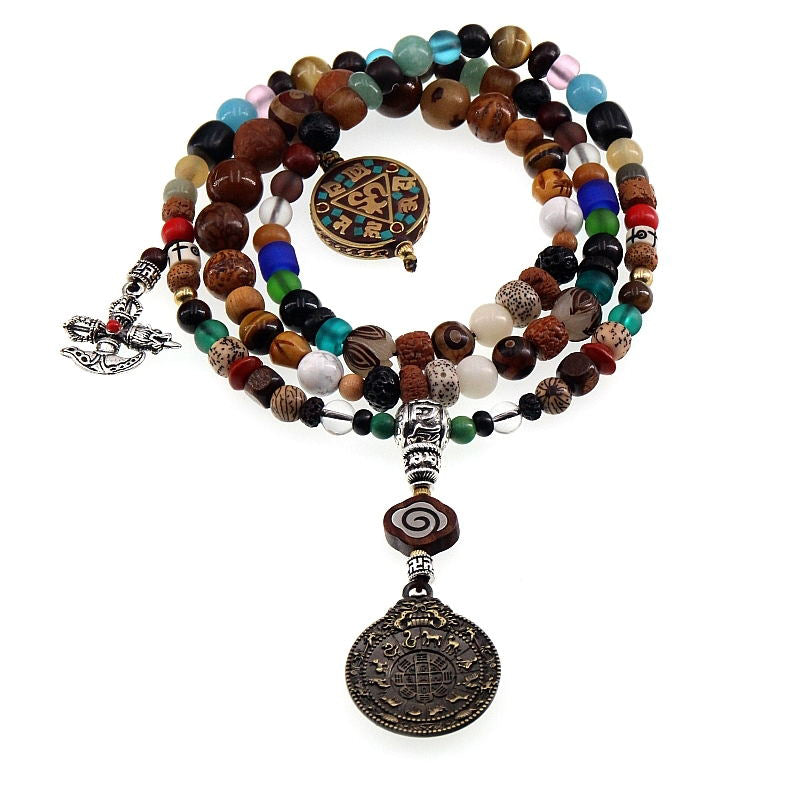 KarmaRipple's Tibet 108 Mala Beadwork Nine Palaces Bagua Bodhi Seed Yak Bone Vajra Balance Bracelet p22