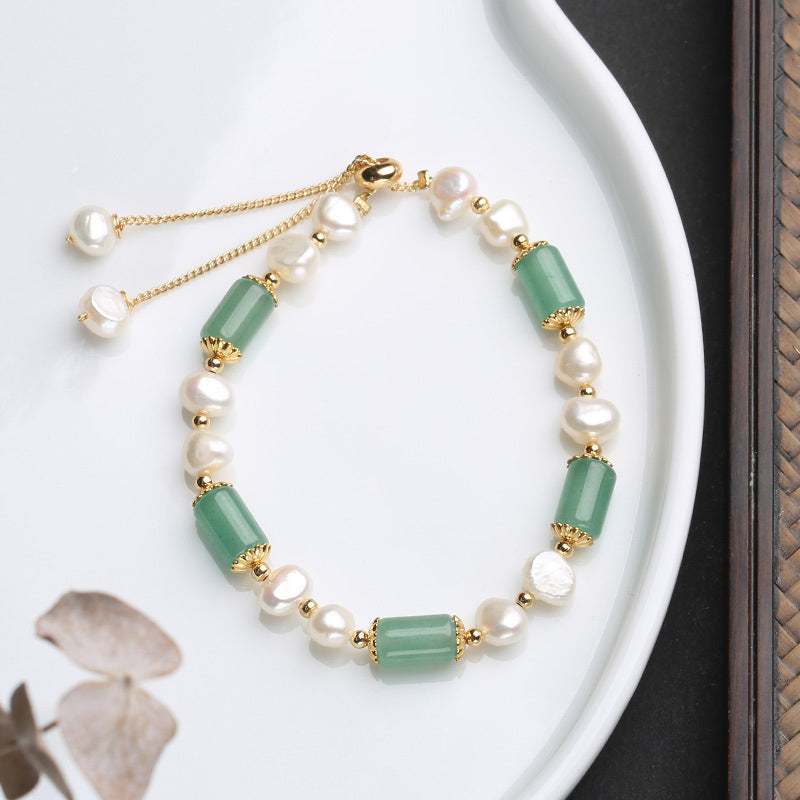 KarmaRipple's Green Aventurine Pearl Pink Gemstone Bead Fortune Bracelet p13