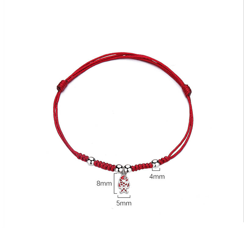 KarmaRipple's 925 Sterling Silver Fortune Koi Fish Wealth Handcrafted Woven Red Bracelet p7