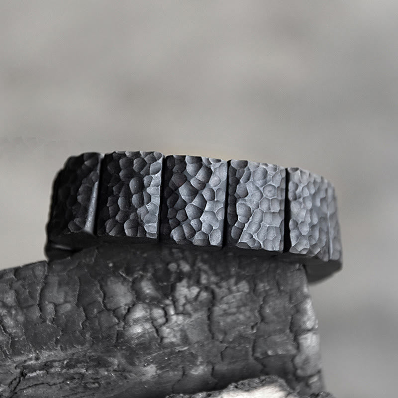 KarmaRipple's Vintage Ebony Wood Texture Peace Pair Bracelet p2