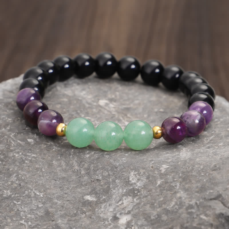 KarmaRipple's 108 Mala Beadwork Amethyst Green Aventurine Lotus Meditation Bracelet p5