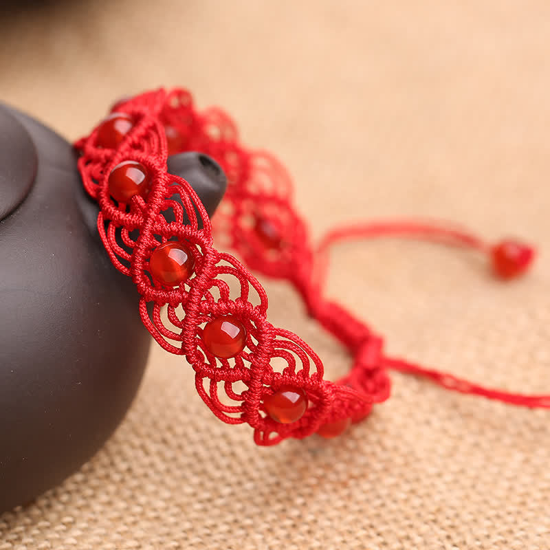 KarmaRipple's Red Agate Confidence Red String Bracelet p2