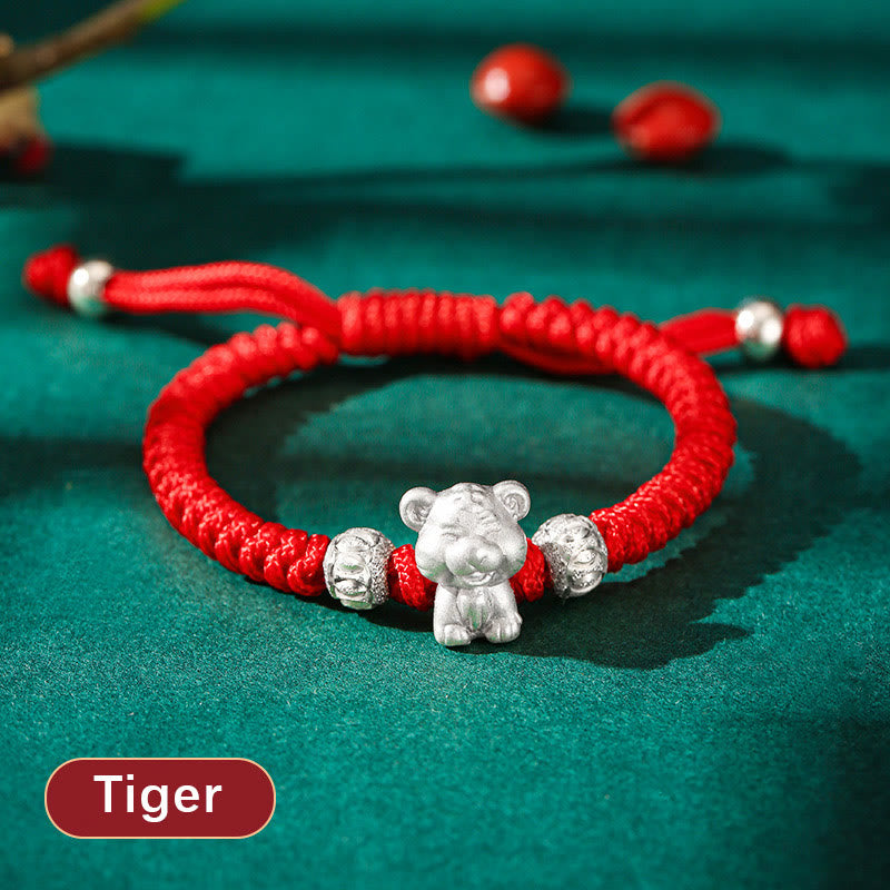 KarmaRipple's 999 Sterling Silver Chinese Zodiac Red Rope Fortune Handcrafted Kids Bracelet p37
