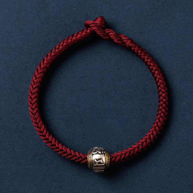 KarmaRipple's 925 Sterling Silver Tibet Handmade Om Mani Padme Hum Fortune Protection King Kong Weave Woven Bracelet p42