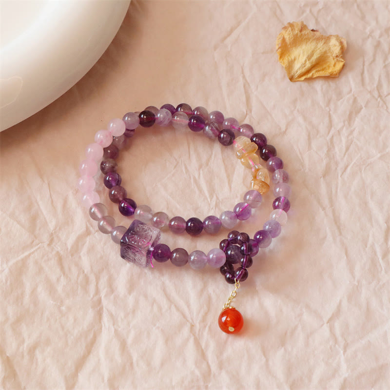 KarmaRipple's Authentic Amethyst Citrine Positive Transformation Double Wrap Bracelet p3