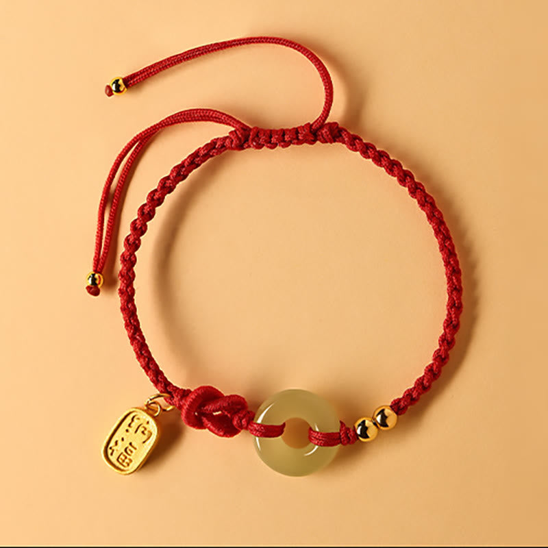 KarmaRipple's Hetian Jade Peace Buckle Fu Character String Fortune Bracelet p1