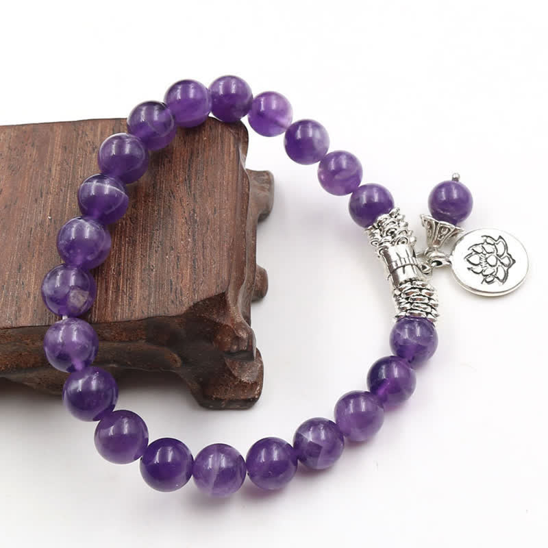 KarmaRipple's Amethyst Gemstone Lotus Balancing Balance Bracelet p4