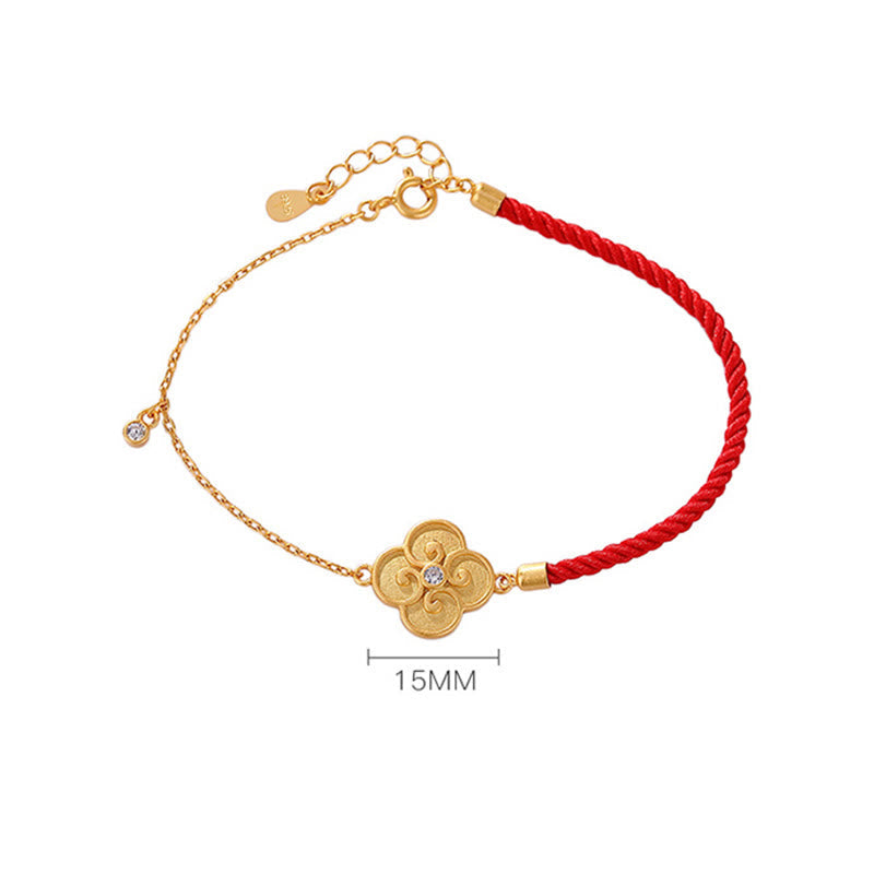 KarmaRipple's 925 Sterling Silver Plated Gold Four Leaf Clover Zircon Fortune Bracelet p6