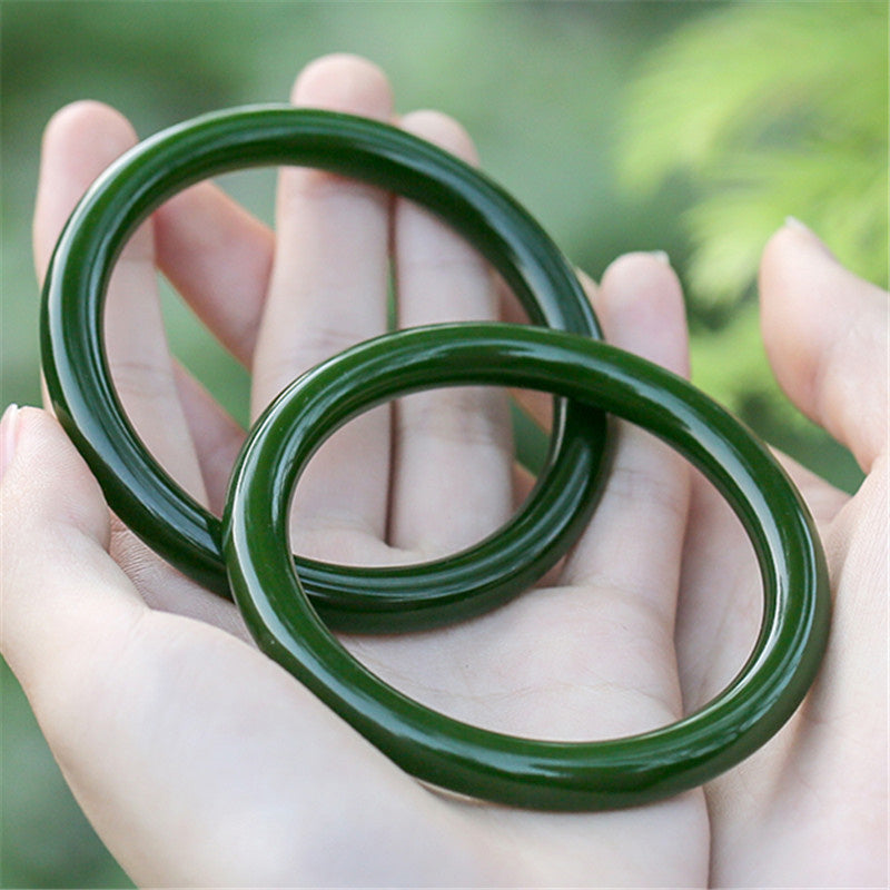 KarmaRipple's Cyan Jade Longevity Blessing Bangle Bracelet p4