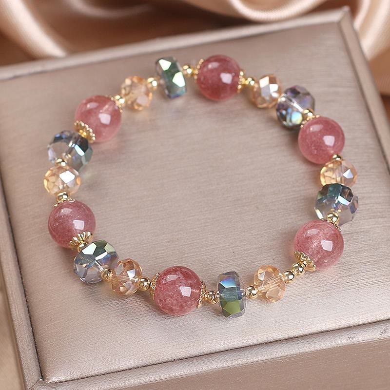 KarmaRipple's Authentic Strawberry Quartz Colorful Gemstone'sitive Bracelet p4