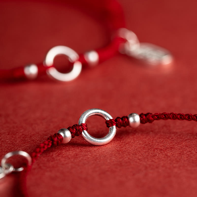 KarmaRipple's 925 Sterling Silver Fortunate Fortune Peace Joy Lotus Peace Buckle Red String Bracelet p24