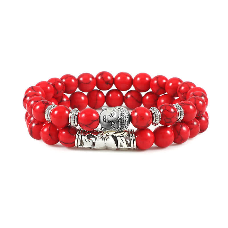 KarmaRipple's 2Pcs Authentic Gemstone Agate Buddha Protection Bracelet p9