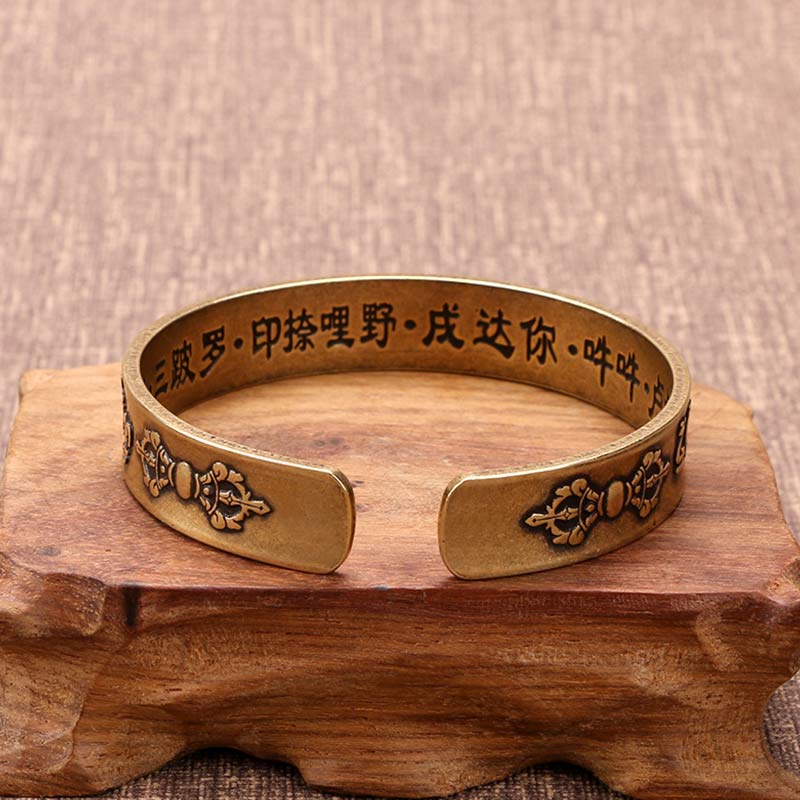 KarmaRipple's Tibetan Mah¨¡pratisar¨¡ Mantra Sanskrit Copper Brass Healing Bracelet Bangle p3