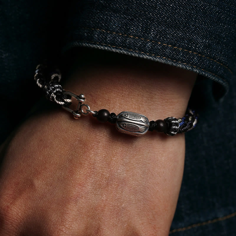 KarmaRipple's 925 Sterling Silver Koi Fish Wealth Reincarnation Weave Braid String Bracelet p11