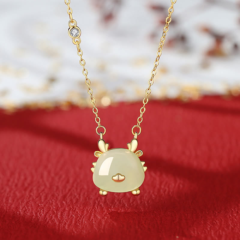 KarmaRipple's 925 Sterling Silver Year of the Dragon Authentic Hetian Jade Red Agate Cute Dragon Protection Success Bracelet Pendant Necklace Earrings ( p5
