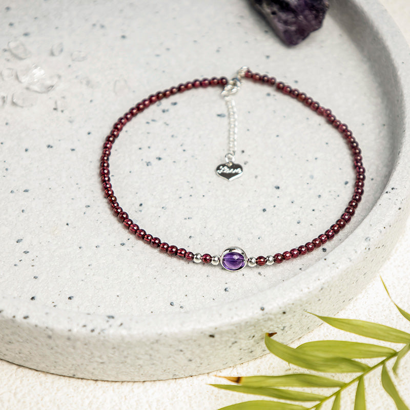 KarmaRipple's Garnet Amethyst Purification Calm Anklet p2