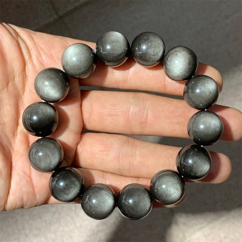 KarmaRipple's Authentic Silver Sheen Obsidian Soothing Protection Bracelet p16