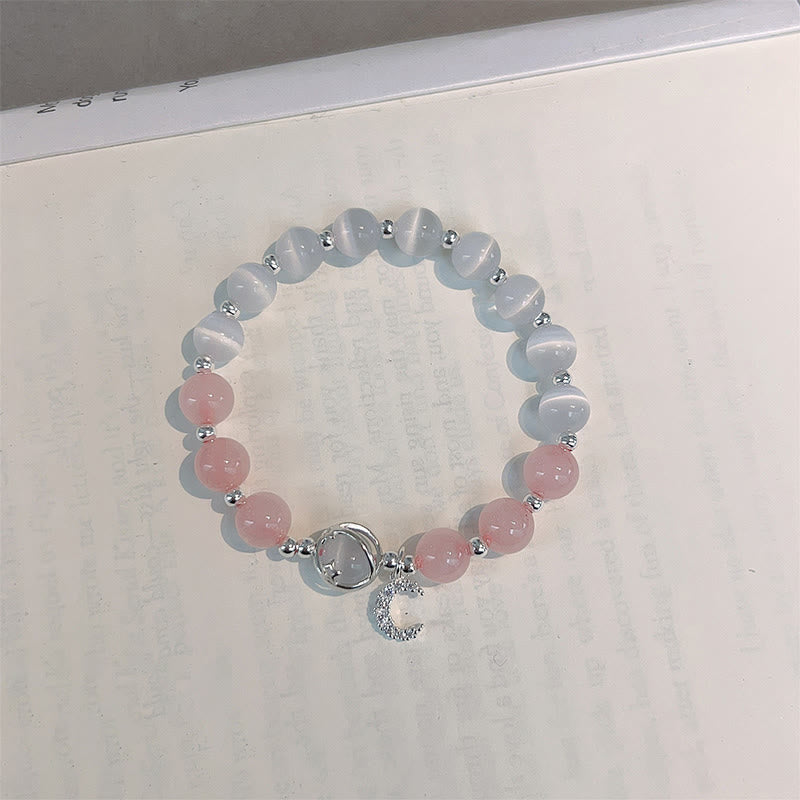 KarmaRipple's Authentic Cat's Eye Pink Gemstone Moon Love Talisman Bracelet p4