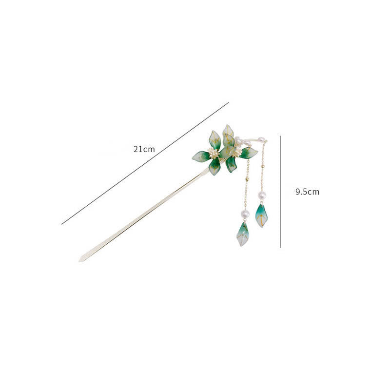 KarmaRipple's Flower Leaf Pearl Peace Tassel Hairpin p13