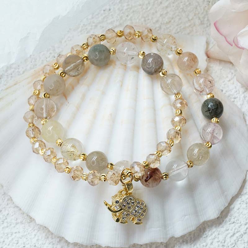 KarmaRipple's Rose Quartz Elephant Balancing Energy Talisman Bracelet p2