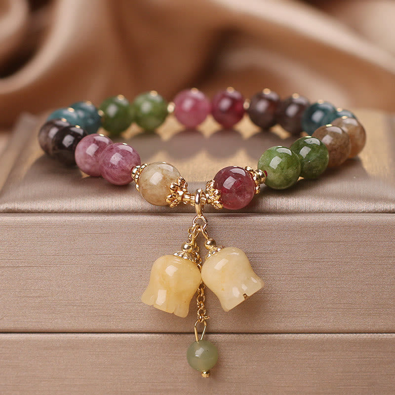 KarmaRipple's Authentic Colorful Tourmaline Flower Bead Love Bracelet p3