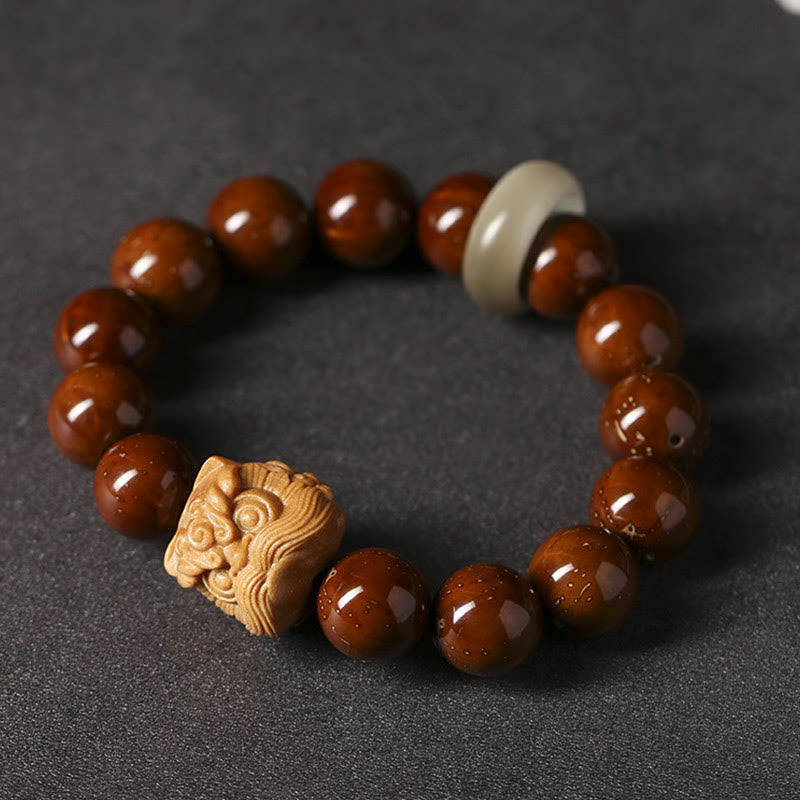 KarmaRipple's Purple Bodhi Seed Dancing Lion Wisdom Bracelet p13
