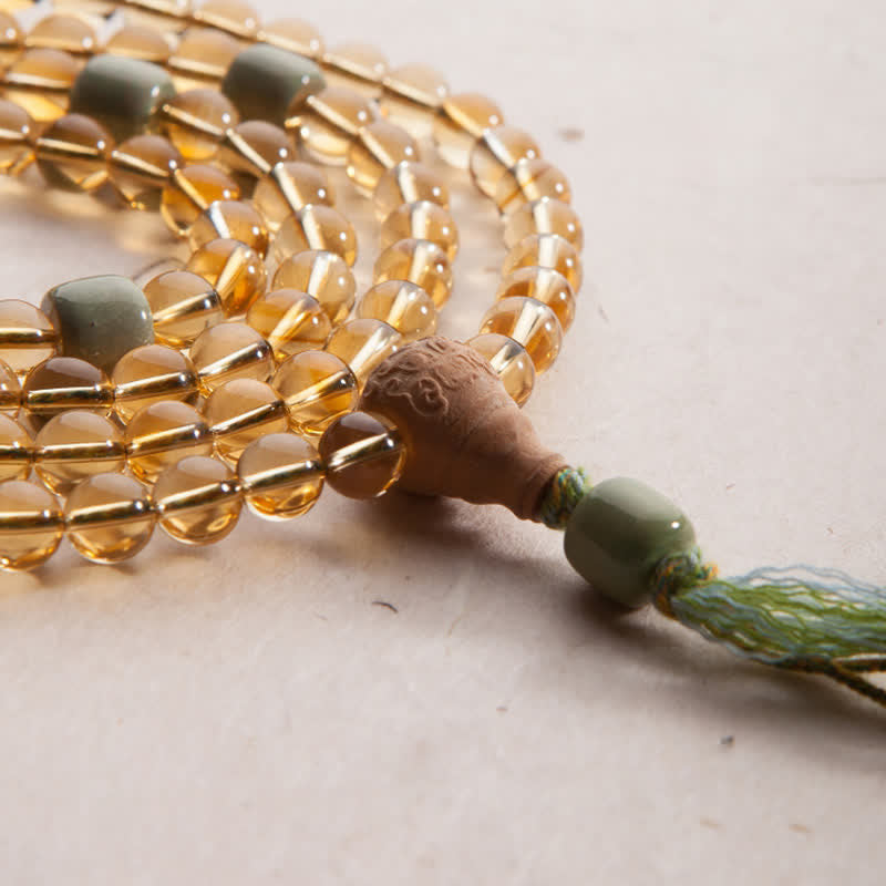 KarmaRipple's 108 Mala Beadwork 925 Sterling Silver Citrine Sandalwood Turquoise Protection Prosperity Bracelet p23