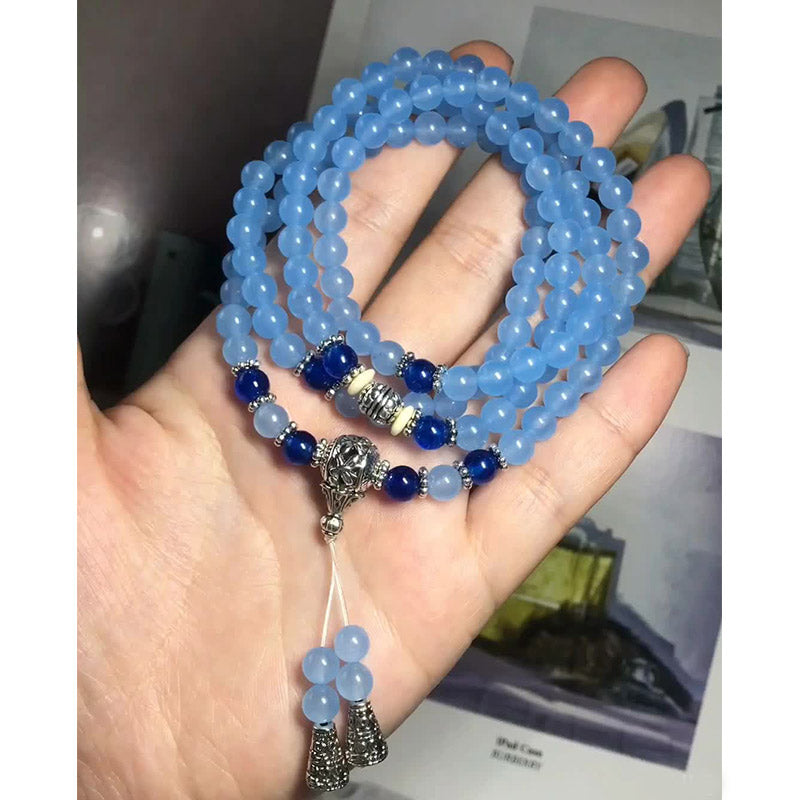 KarmaRipple's 108 Beadwork Blue Gemstone Balancing Bracelet Mala p10