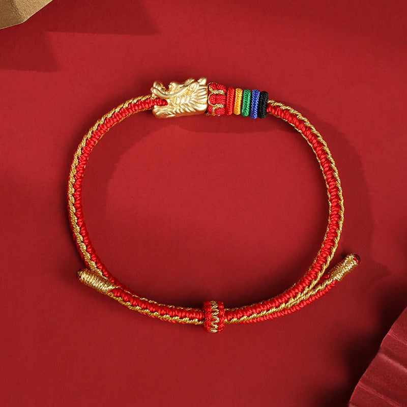 KarmaRipple's 999 Sterling Silver Fortune Year Of The Dragon Colorful Rope Bracelet p2
