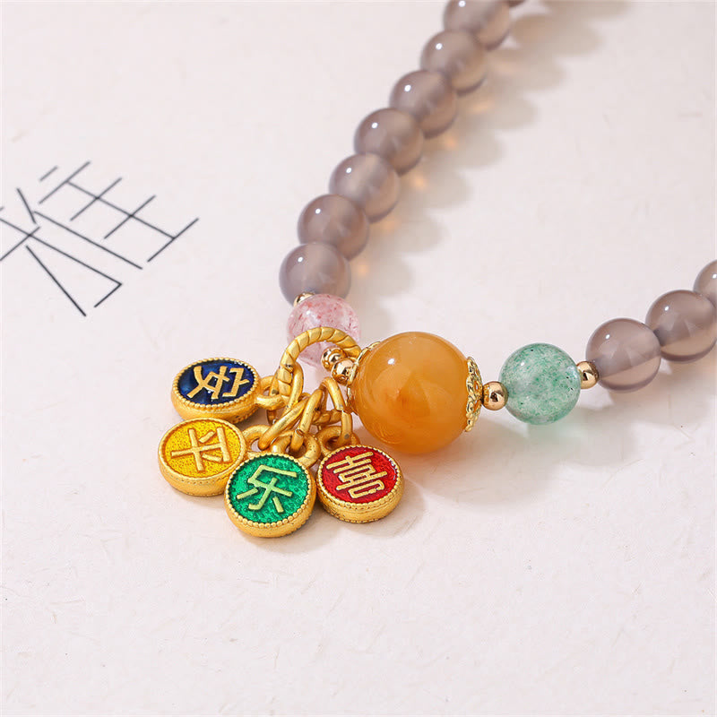 KarmaRipple's Authentic Gray Agate Peace And Joy Talisman Balance Double Wrap Bracelet p6