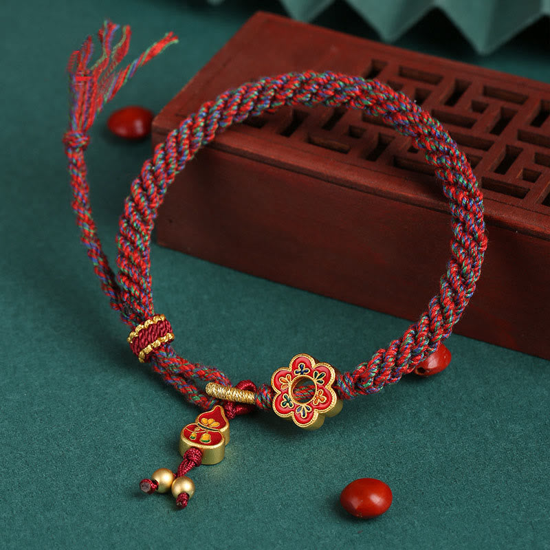 KarmaRipple's Handmade Colorful Gourd Flower Protection Woven String Bracelet p1