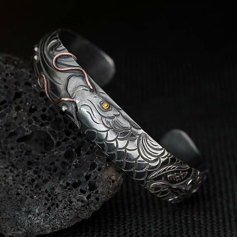 KarmaRipple's 999 Sterling Silver 990 Gold Koi Fish Fortune Wealth Success Bracelet Bangle p7