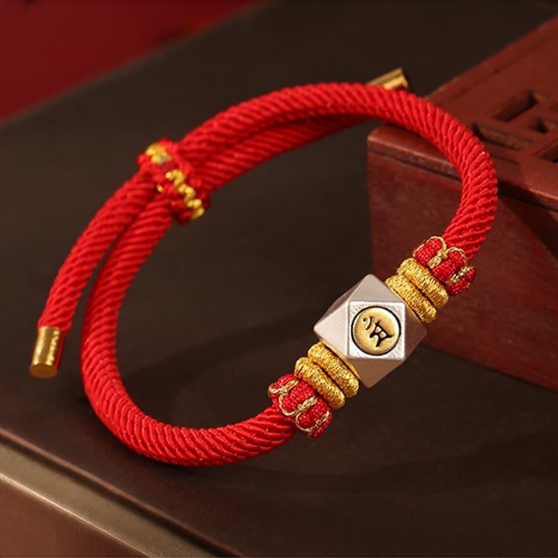 KarmaRipple's 999 Sterling Silver Chinese Zodiac Natal Buddha Red Rope Fortune Strength Handcrafted Kids Bracelet p13