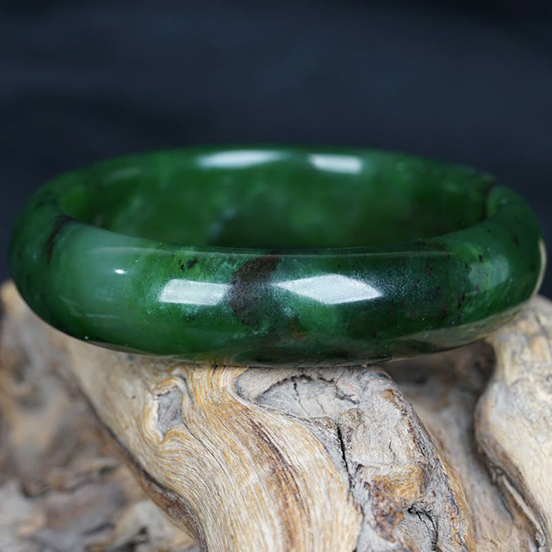 KarmaRipple's Authentic Hetian Cyan Jade Happiness Success Bracelet Bangle p5