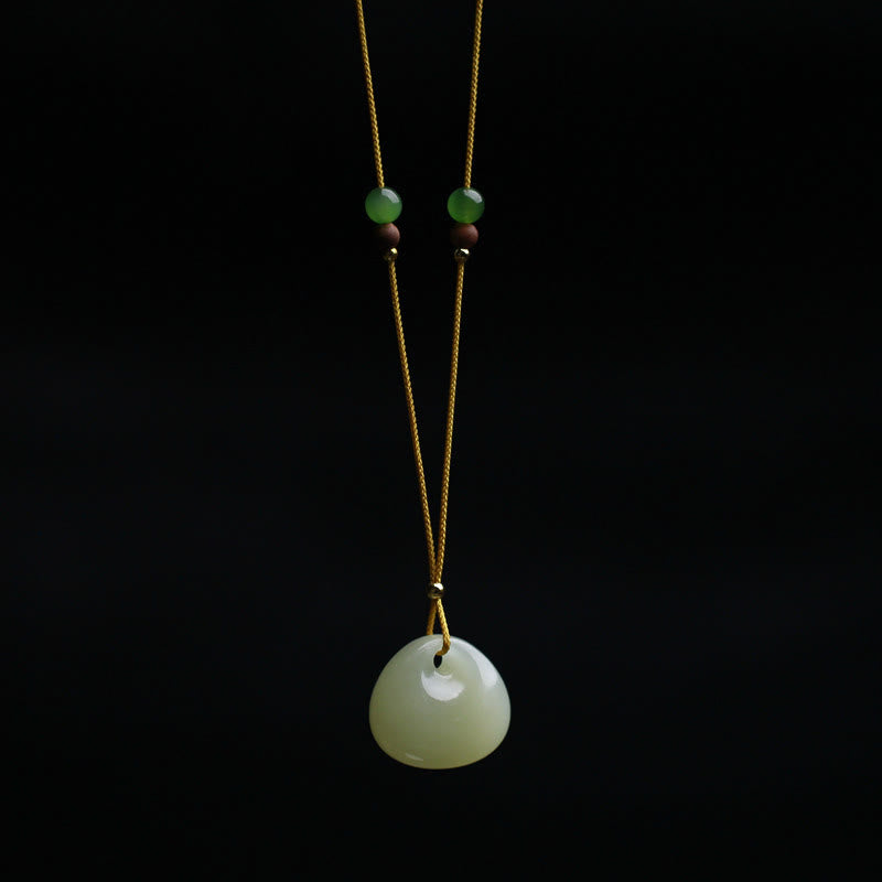 KarmaRipple's Authentic Hetian Jade Small Bag Pattern Prosperity String Pendant Necklace p1