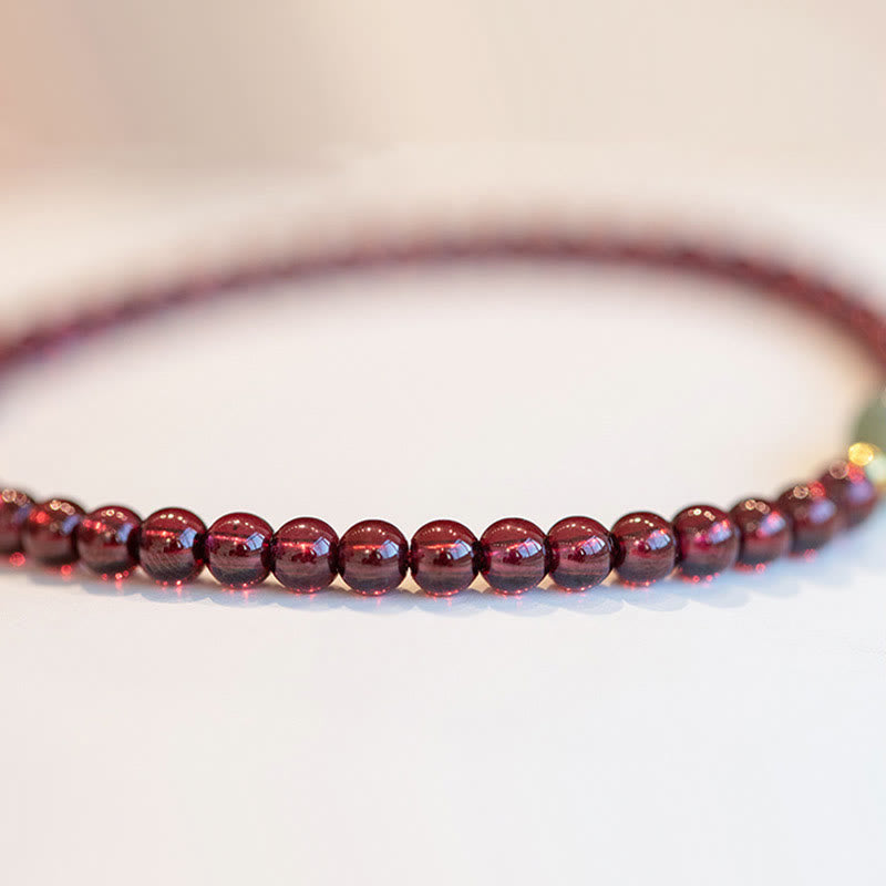 KarmaRipple's Authentic Strawberry Quartz Garnet Jade Fortunate Fortune Fu Character Balancing Talisman Bracelet p14